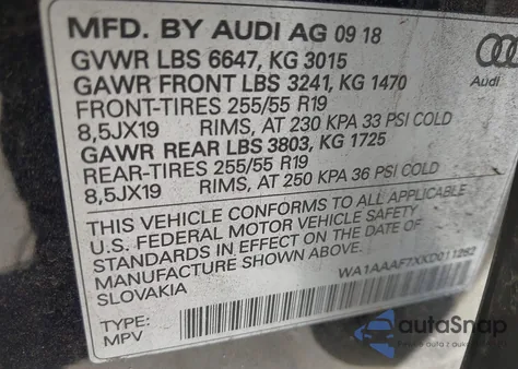 2019 Audi Q7 55 Premium z USA, uszkodzony, nr VIN WA1AAAF7XKD011282